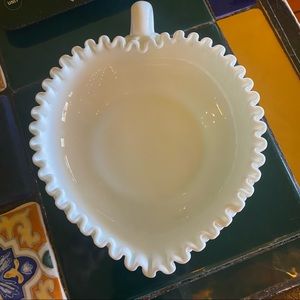 Fenton Heart/Leaf Hobnail Candy Dish